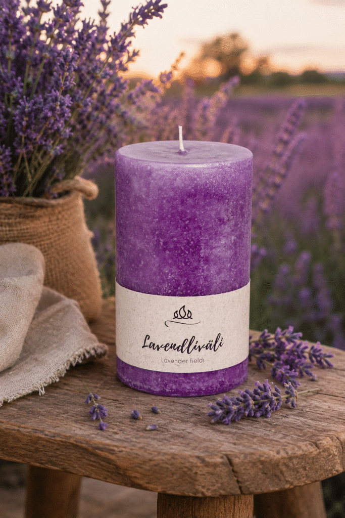 Scented candle Lavender field