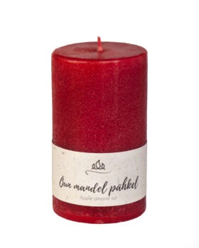 Scented candle Apple almond nut, red, handmade