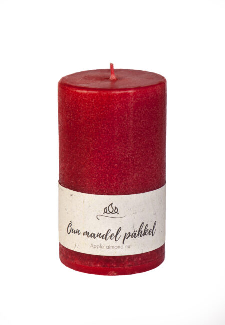Scented candle Apple almond nut, red, handmade