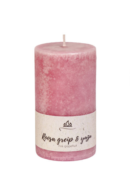 Scented candle Pink grape and yuzu, purple pink, handmade