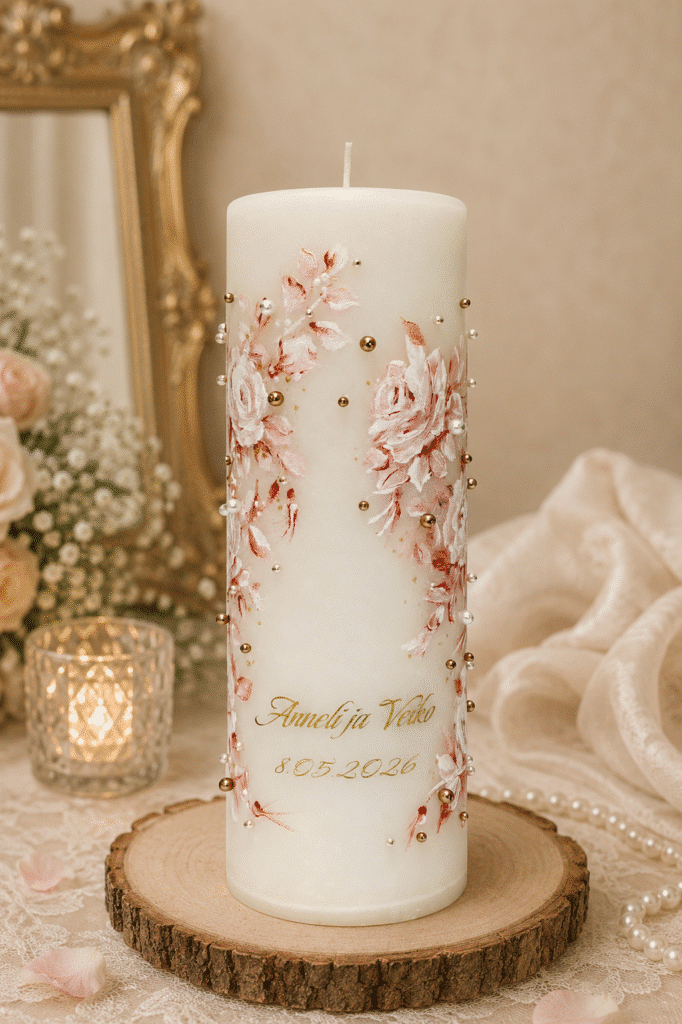 Wedding Candle Vintage Roses