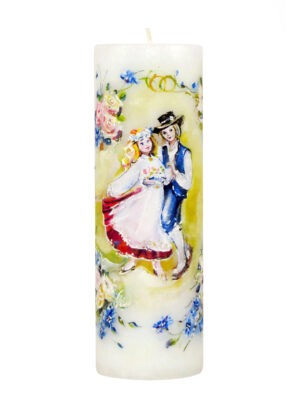 rahvariietes noorpaar maalitud pulmaküünal valgusevabrik käsitöö
