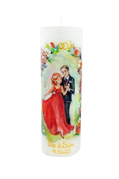 noorpaariga maalitud pulmaküünal valgusevabrik käsitöö