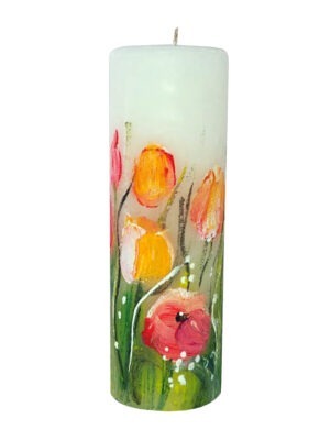 Votive candle "Fun bouquet of tulips"