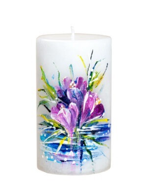 Handpainted candle "Spring heralds" 7 x 12cm
