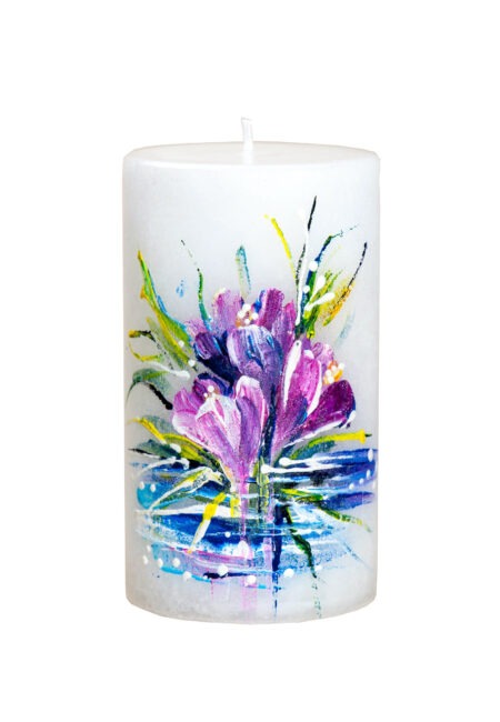Handpainted candle "Spring heralds" 7 x 12cm