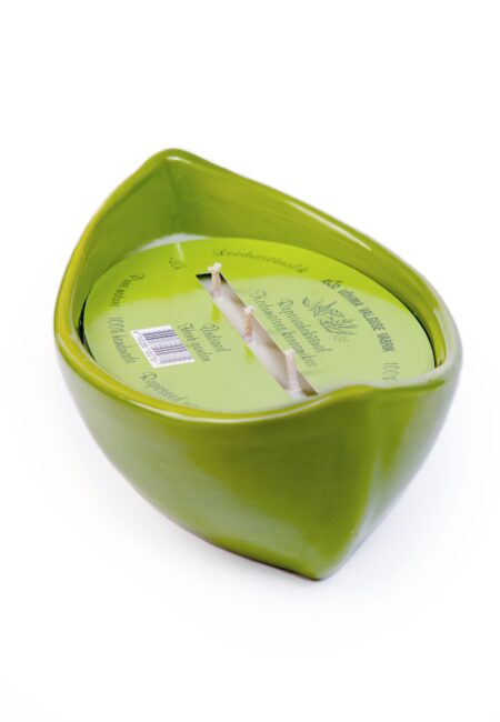 Rapeseed wax candle in ceramic boat "Herb garden"