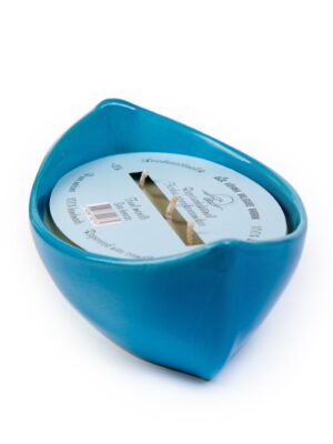 Rapeseed wax candle in ceramic boat "Sea breeze"