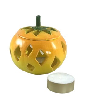 Pumpkin candle holder  Perfect for Halloween :)  Beautiful ceramic candle holder in the size 14 x 14cm.