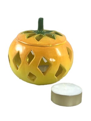 Pumpkin candle holder  Perfect for Halloween :)  Beautiful ceramic candle holder in the size 14 x 14cm.