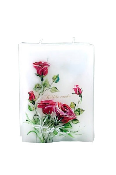 Book-shape 2 wick handpainted candle “For Mom” Red roses