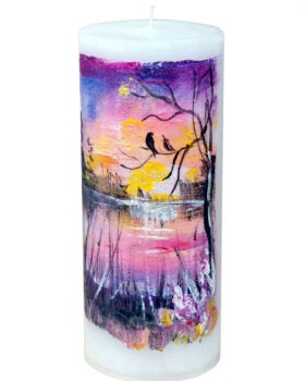 Handpainted candle "Evening" 7x17cm