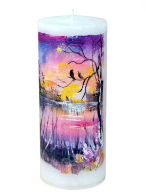 Handpainted candle "Evening" 7x17cm