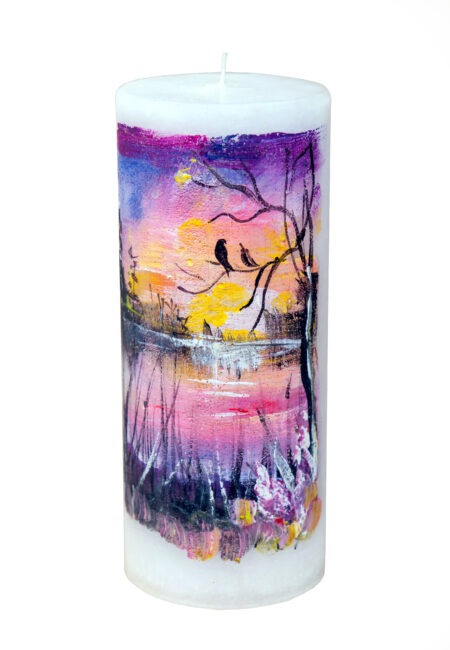 Handpainted candle "Evening" 7x17cm