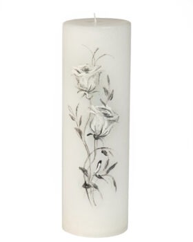 Mourning candle with white roses