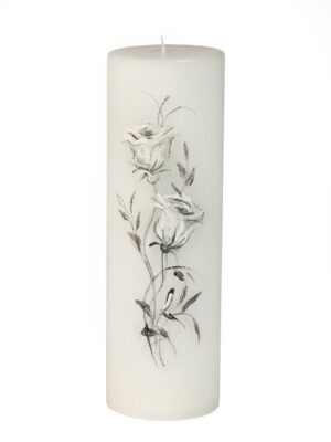 Mourning candle with white roses