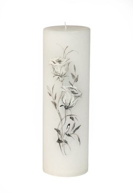 Mourning candle with white roses