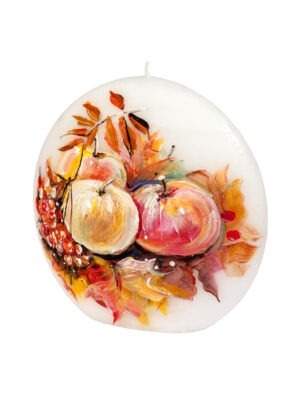 Hand-painted candle “Autumn and apples”