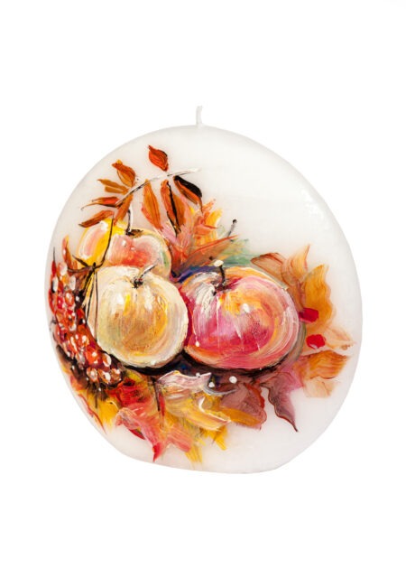 Hand-painted candle “Autumn and apples”