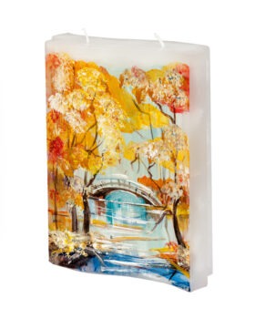 Book-shape 2 wick handpainted candle "Romantic Autumn"