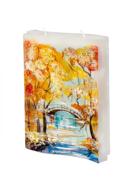 Book-shape 2 wick handpainted candle "Romantic Autumn"