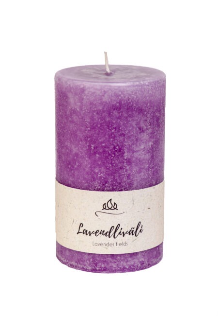 Scented candle Lavender field. blue purple