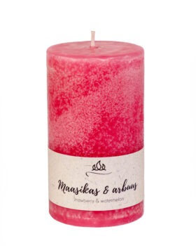 Scented candle Strawberry and watermelon. light red, handmade