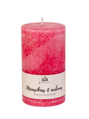 Scented candle Strawberry and watermelon. light red, handmade