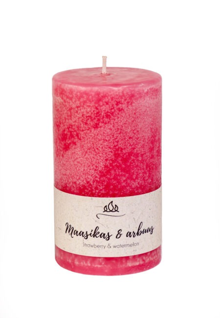 Scented candle Strawberry and watermelon. light red, handmade