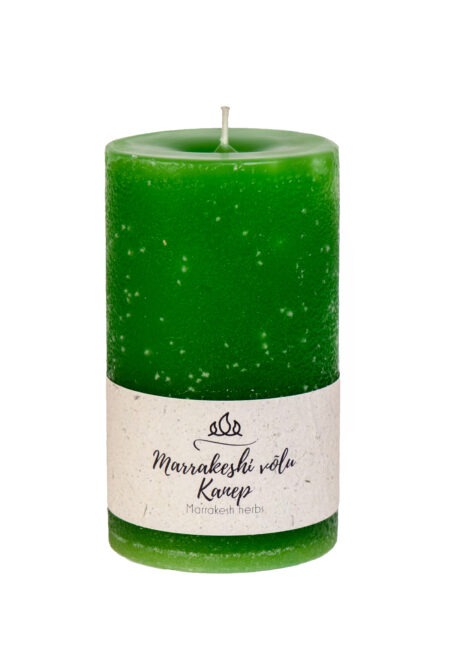 Scented candle Marrakesh herbes, green. handmade