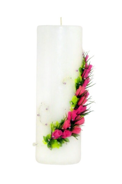 Käsitsi valmistatud pulmaküünal "Elu on lill"
