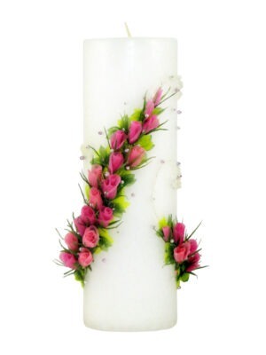 Käsitsi valmistatud pulmaküünal "Elu on lill"