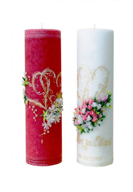 Käsitsi valmistatud pulmaküünal "Romantiline lillevanik"