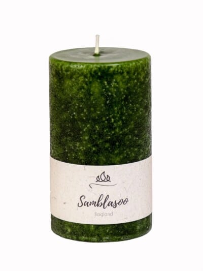 Samblasoo lõhnaküünal, tumeroheline, käsitöö.