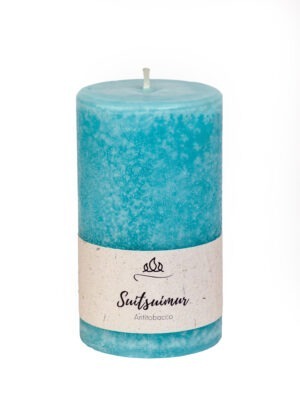 Scented candle Antitobacco, turquoise, handmade