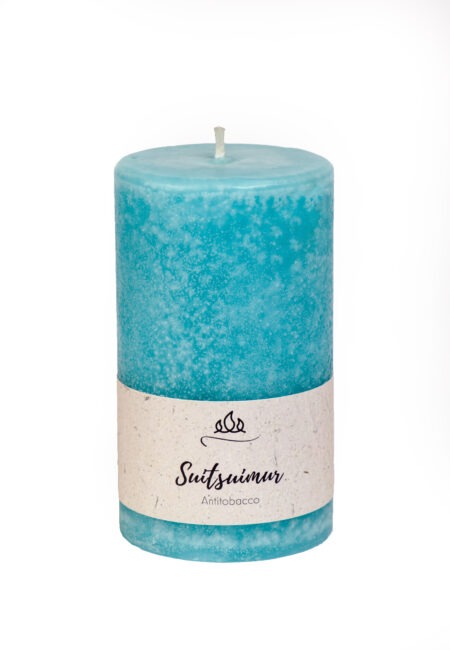 Scented candle Antitobacco, turquoise, handmade