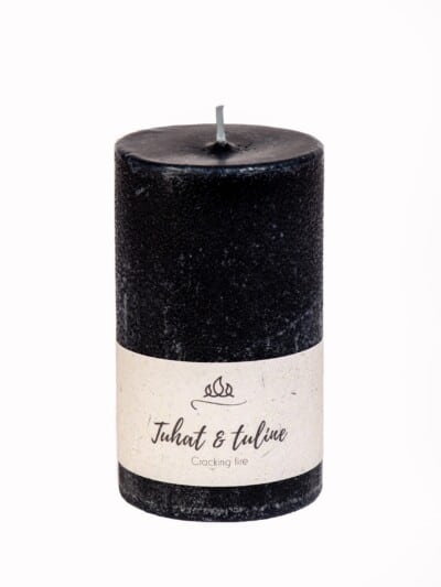 Tuhat & tuline lõhnaküünal, must, käsitöö.