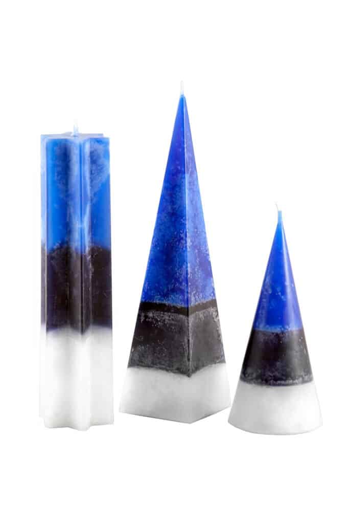 Blue-black-white special shape candle
