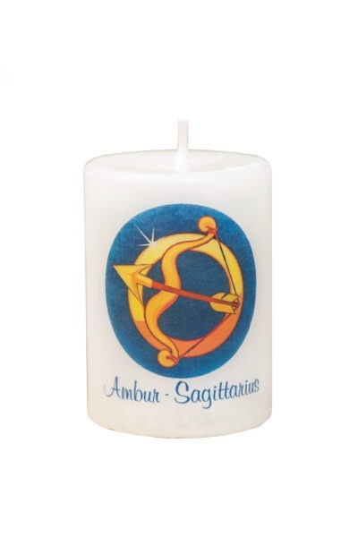 Handmade candle with astrological symbol Sagittarius