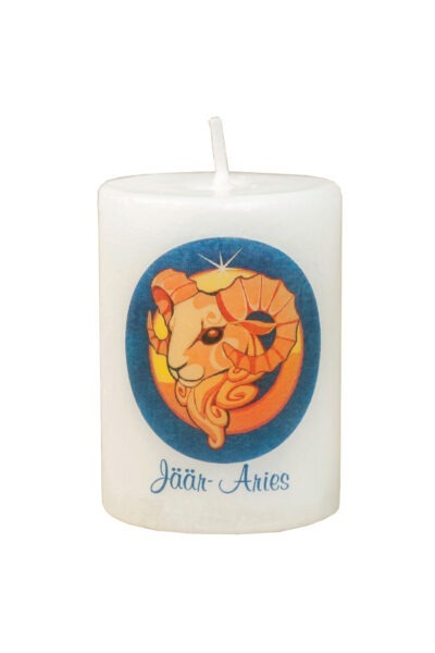 Handmade candle with astrological symbol