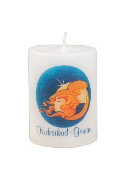 Handmade candle with astrological symbol gemini