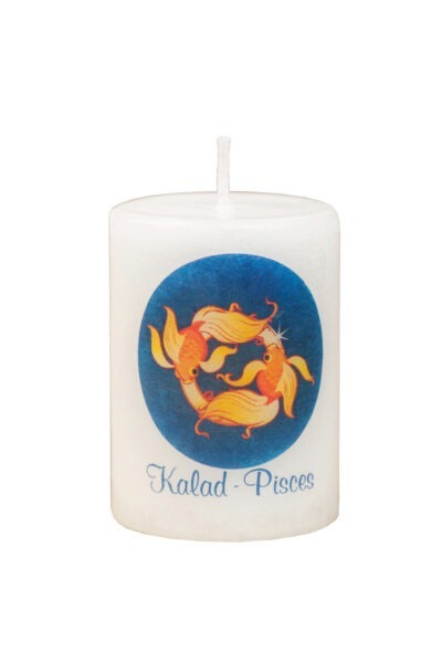 Handmade candle with astrological symbol pisces
