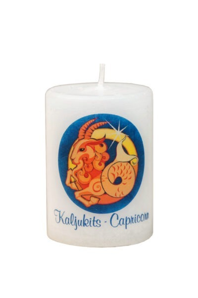 Handmade candle with astrological symbol Capricorn