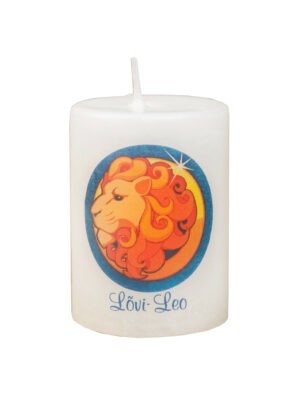 Handmade candle with astrological symbol leo