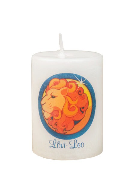 Handmade candle with astrological symbol leo