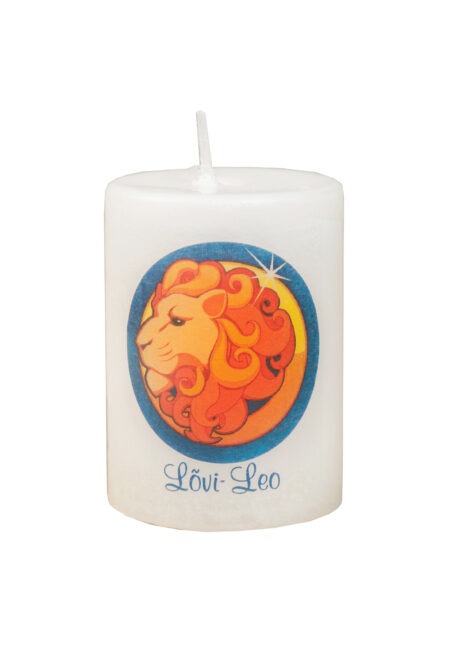 Handmade candle with astrological symbol leo