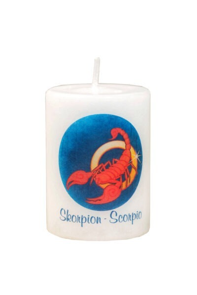 Handmade candle with astrological symbol Scorpio