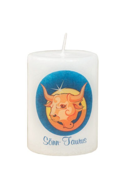 Handmade candle with astrological symbol Taurus