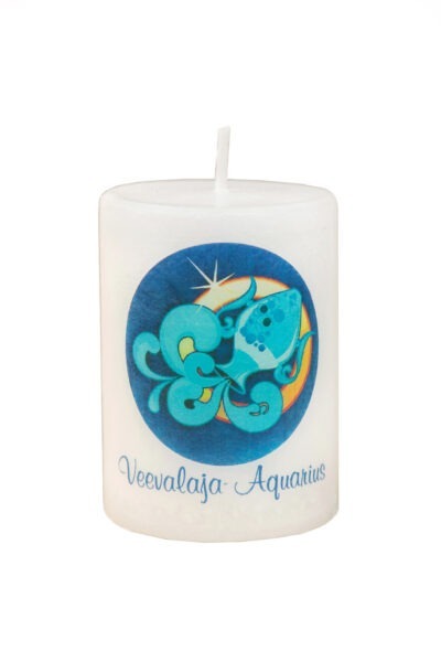 Handmade candle with astrological symbol Aquarius
