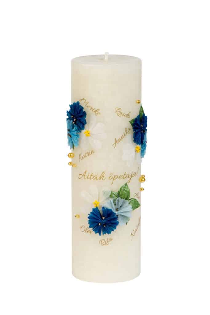 A decorated candle for a teacher